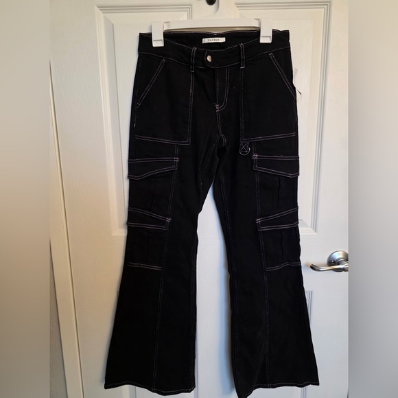 Pacsun Black Low Rise Cargo Bootcut Pants-Size 27 - Picture 4 of 5